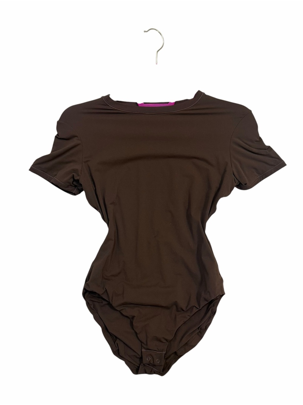SKIMS Brown Crew Neck Short Sleeve Bodysuit Medium